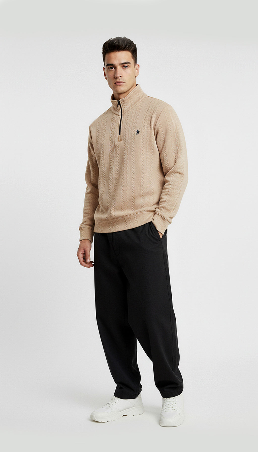 Polo Ralph Lauren Cable Knit Cotton Quarter Zip Sweater