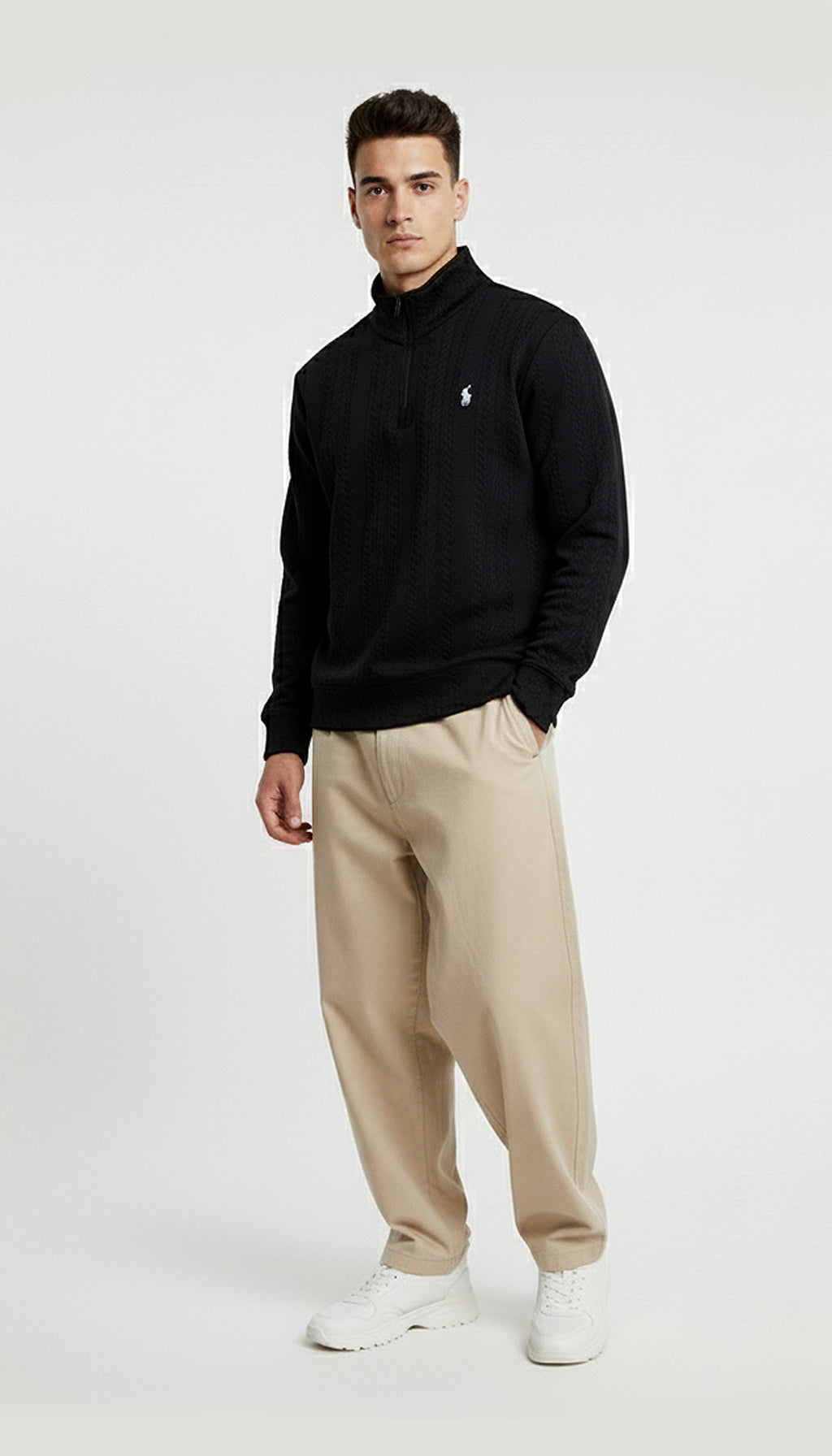 Polo Ralph Lauren Cable Knit Cotton Quarter Zip Sweater