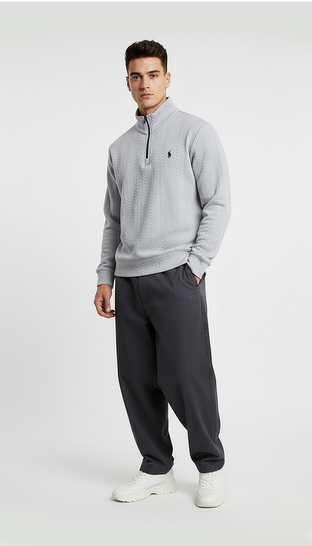 Polo Ralph Lauren Cable Knit Cotton Quarter Zip Sweater