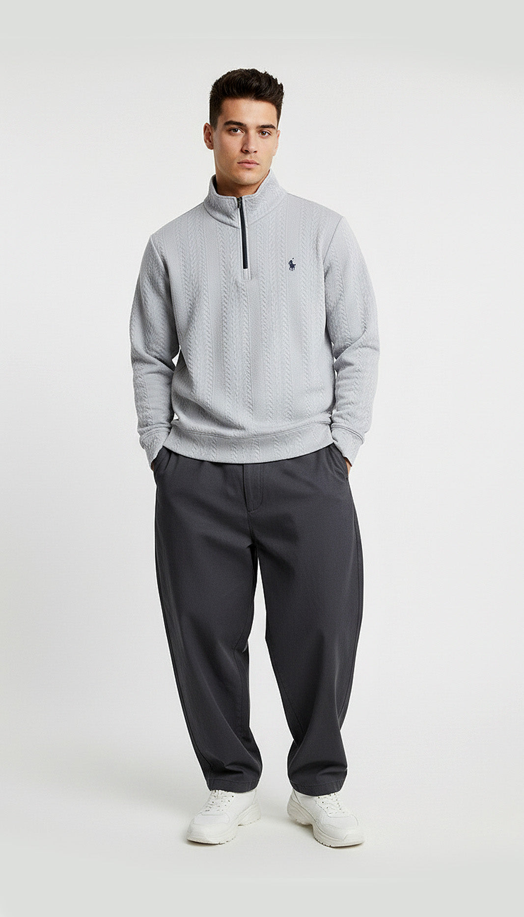 Polo Ralph Lauren Cable Knit Cotton Quarter Zip Sweater