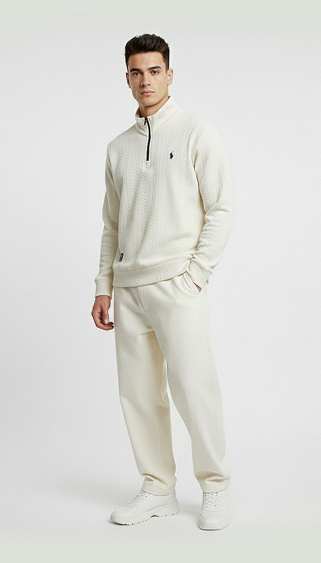 Polo Ralph Lauren Cable Knit Cotton Quarter Zip Sweater