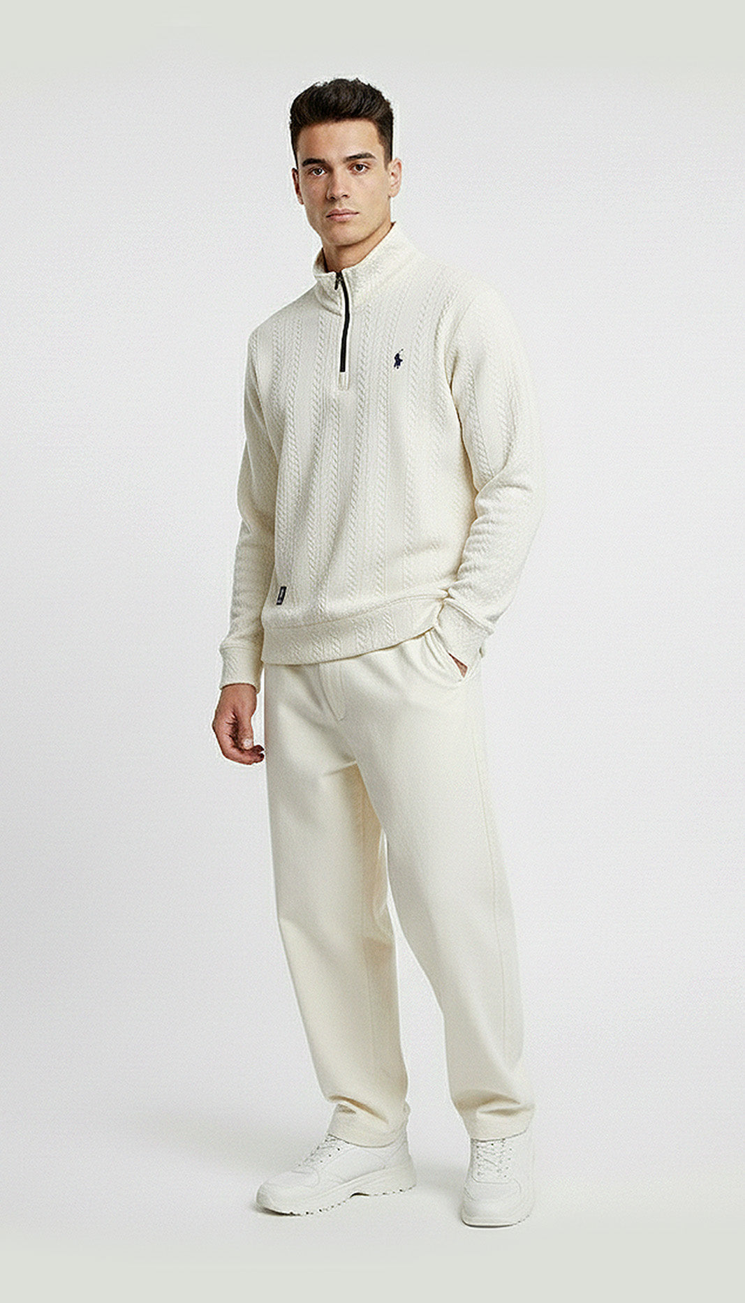 Polo Ralph Lauren Cable Knit Cotton Quarter Zip Sweater